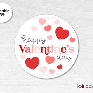 Happy Valentine's Day Tag. Valentines Day Printable Sticker. Happy ...