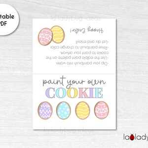 Easter Paint your own cookie Bag topper. Paint your own cookie directions card. Printable bag topper for Paint your own cookie treats.