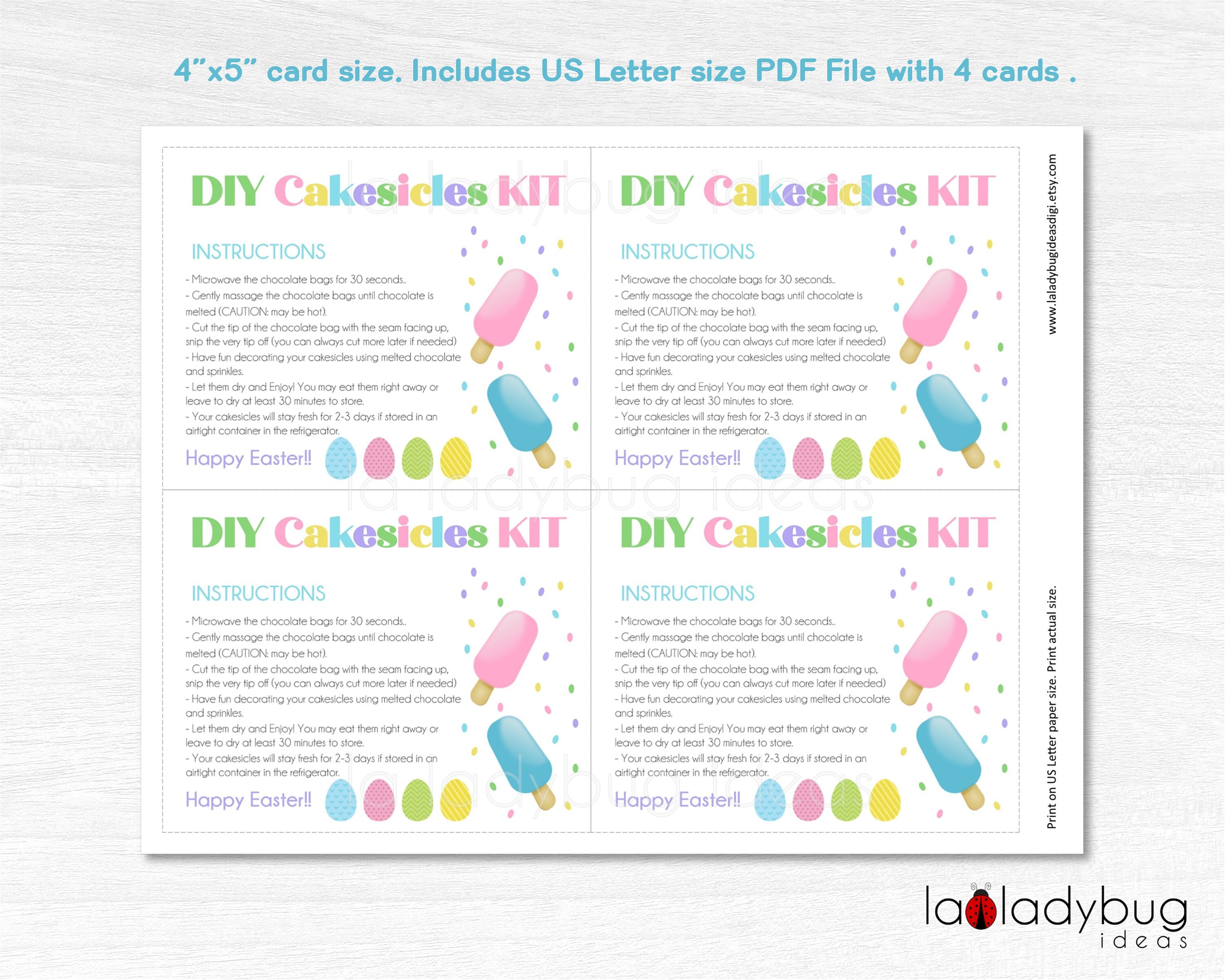 DIY Cakesicles Kit Instructions Card. Easter. Printable Etsy