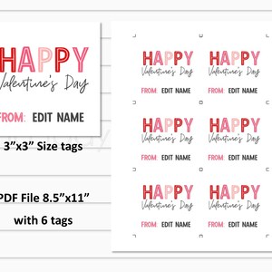 Printable Valentines Tags. Printable Valentines Day Gift Tags. Editable ...
