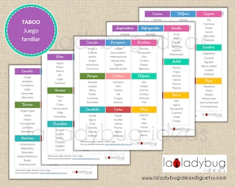 Taboo Family Game Cards, Printable PDF (Digital Download)