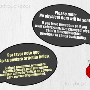 May include: A digital download with text in English and Spanish. The text reads "Please note: No physical item will be sent. If you have questions or if you want colors/text/size changed, please send a message before purchase to check availability." and "Por favor note que: No se enviar&aacute; art&iacute;culo f&iacute;sico. Si tiene preguntas o requiere modificaciones, por favor enviar mensaje antes de realizar su compra para revisar disponibilidad."