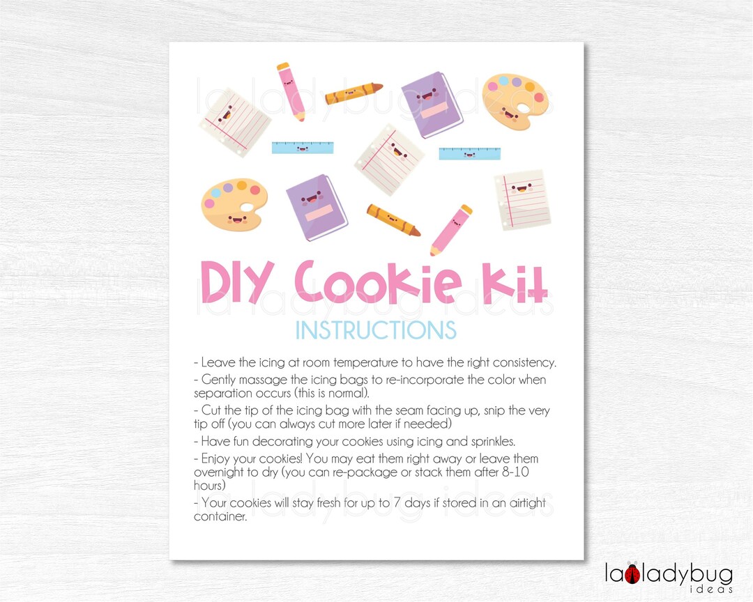 Printable Card for DIY Cookie Kit Instructions. Back to School Cookie ...