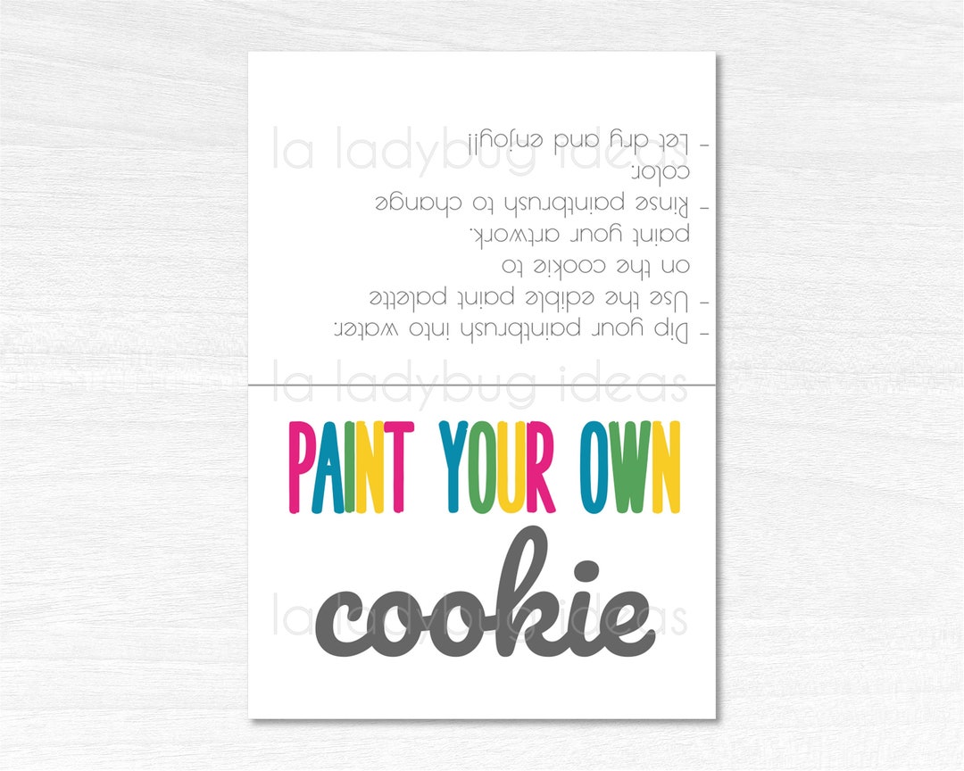 Editable Paint Your Own Cookie Bag Topper. Printable PYO Etsy