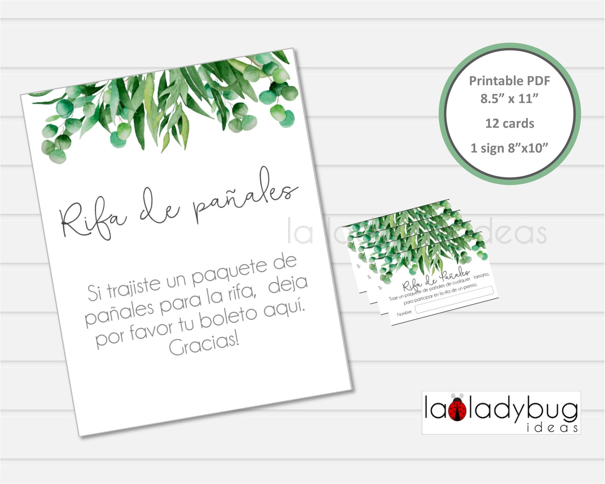 Diaper Raffle Game in Spanish. Printable . Rifa De Pañales 