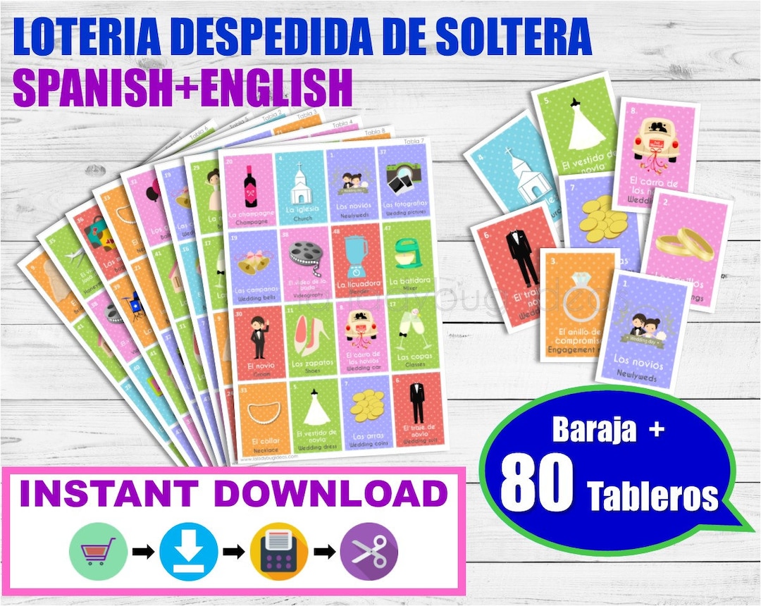 Juego Despedida De Soltera. Lotería Despedida De Soltera Inglésespañol