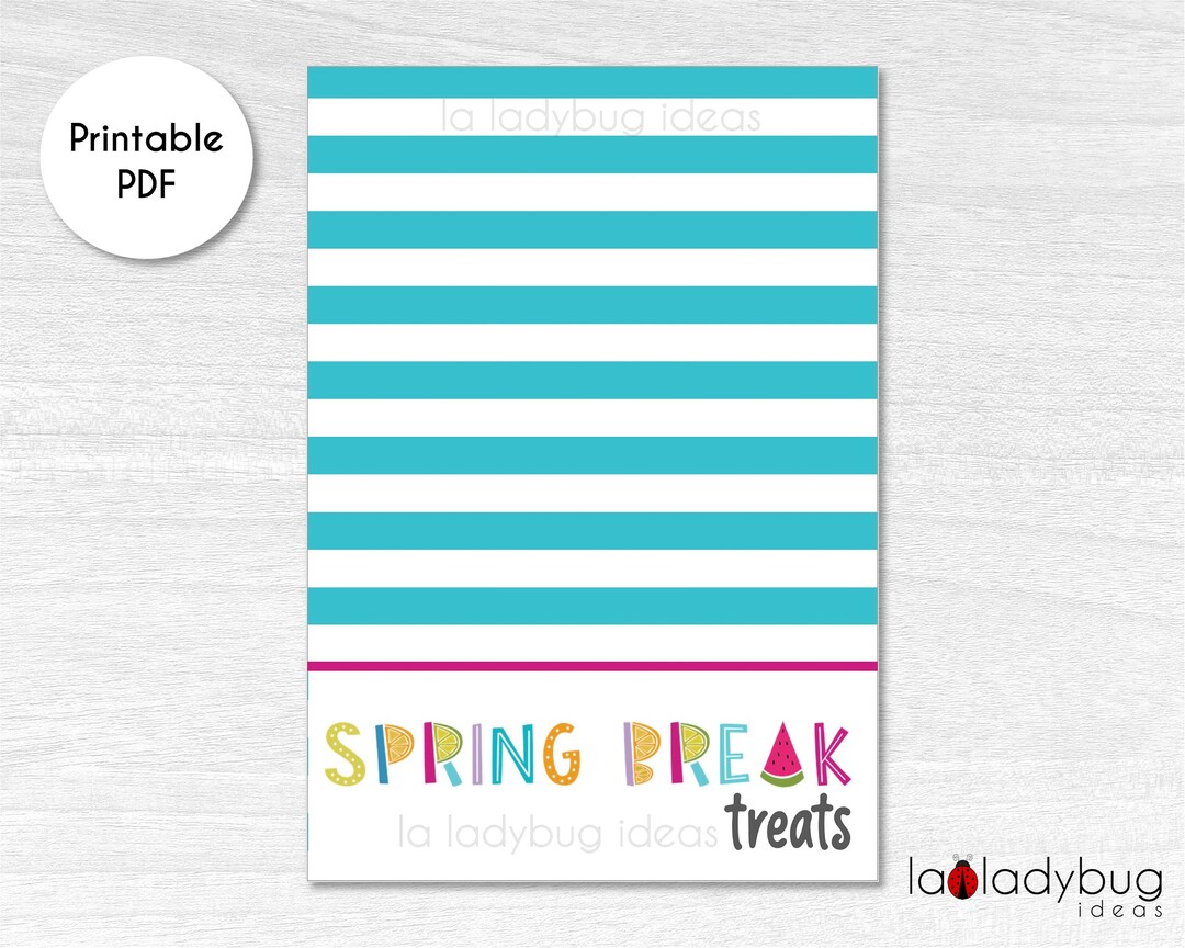 Spring Break Printable Cookie Card. Spring Card for Cookies. Digital ...