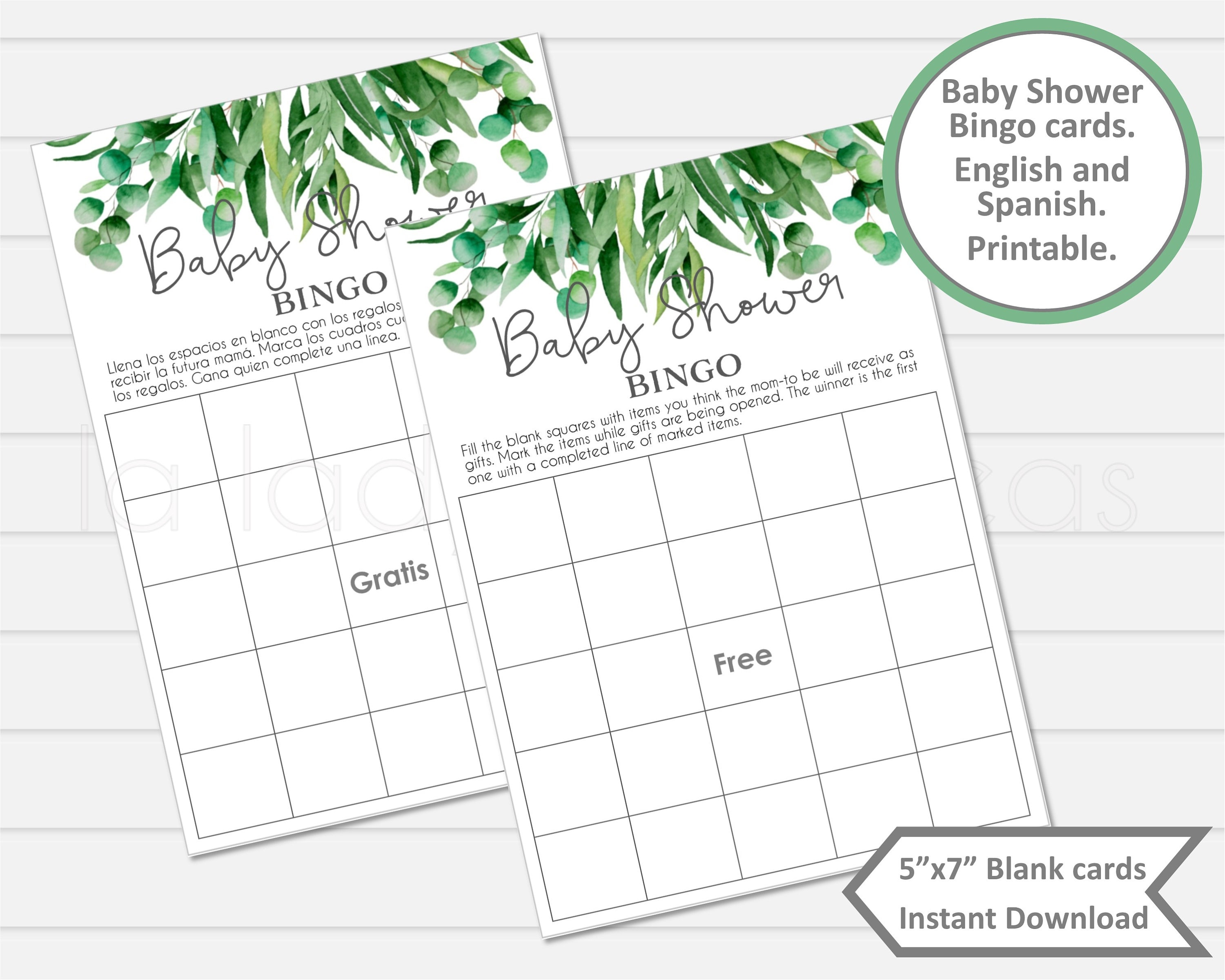 Bingo En Espanol Gratis Baby Shower Bingo Cards English / Spanish Options. Printable. - Etsy
