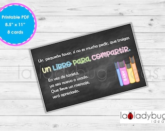 Trae un Libro Spanish Baby Shower Cards, Book Request (PDF & JPEG)