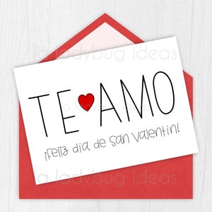 Tarjeta de San Valentin para imprimir. Feliz Dia de São Valentim. Arquivo Digital para Imprimir. Cartão de Dia dos Namorados para impressão em espanhol.
