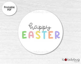 595 21 Happy Easter Stickers Decorations Label Bunny Non personalised Sticker 