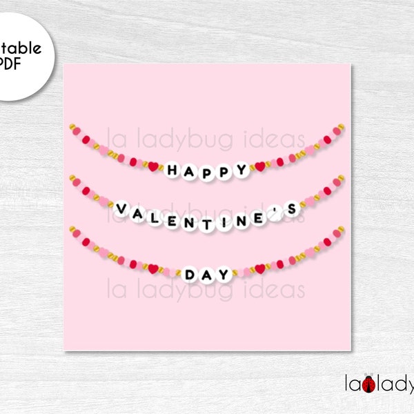 Printable Valentines Day tag. Friendship bracelet tag. Valentine's day gift tag. Valentine gift tags. Printable Valentines day bracelet tag.