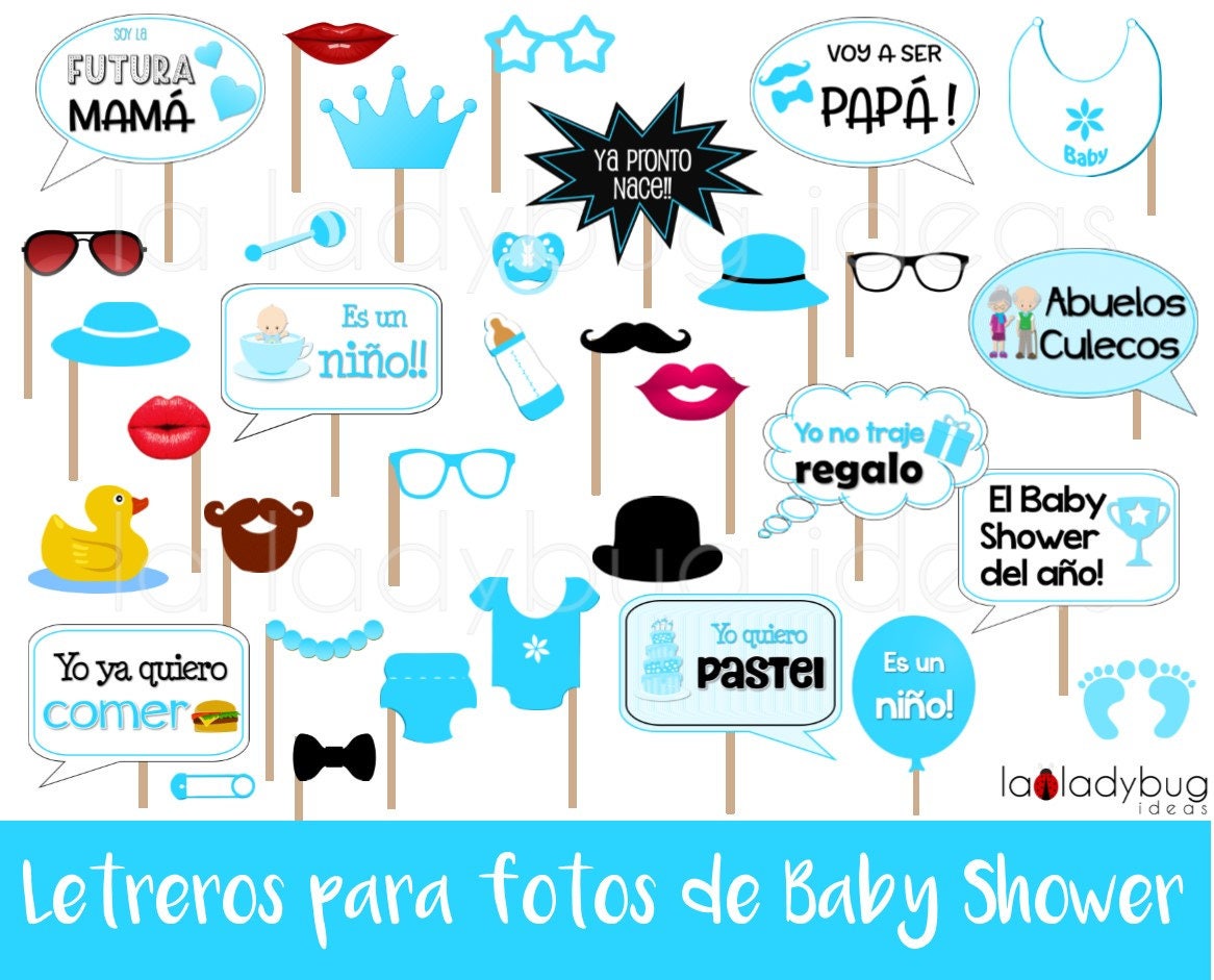 Letreros Para Fotos De Baby Shower Niño. Archivo Para Imprimir. Spanish Baby  Shower. Spanish Photo Booth Props Baby Shower Boy. PDF File. 