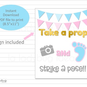 Gender Reveal Photo Booth Props. PDF Printable. DIY Baby Shower Props ...
