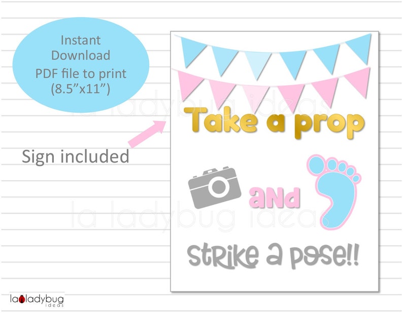 Gender Reveal Photo Booth Props. PDF Printable. DIY Baby | Etsy