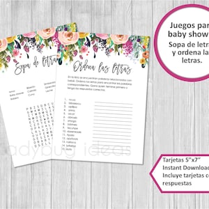 Baby Shower Spelletjes Spaans. Sopa de Letras. Ordena palabras. Descarga inmediata. Baby Shower Spelletjes in het Spaans. Instant Download. Imprimir.