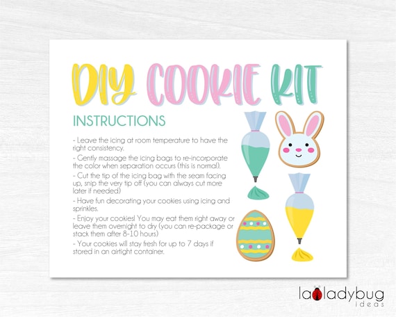 Easter DIY Cookie Kit Instructions. Printable Instructions - Etsy
