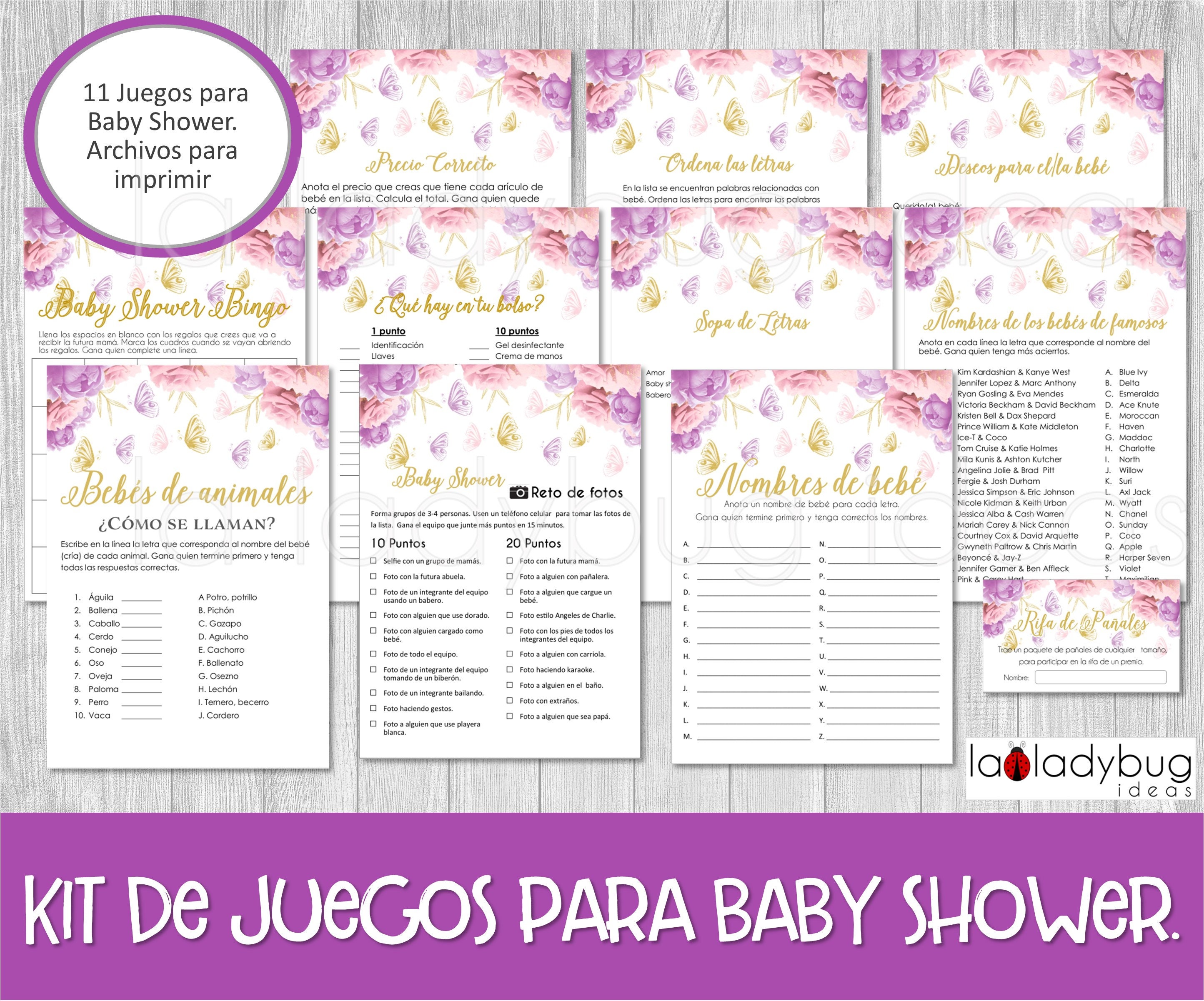 Juegos Baby Shower Para Imprimir 11 Juegos En Pdf Baby Etsy