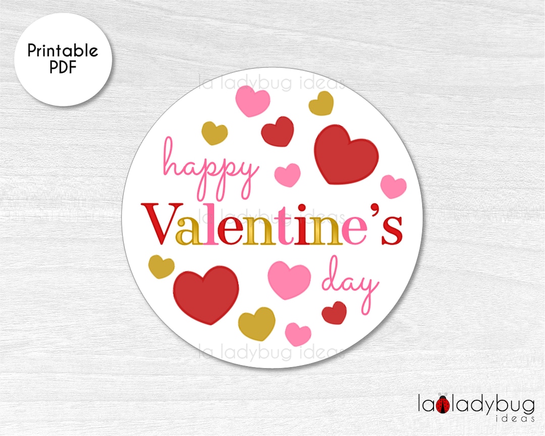 Happy Valentine's Day Tag. Valentines Day Printable Sticker. Happy ...