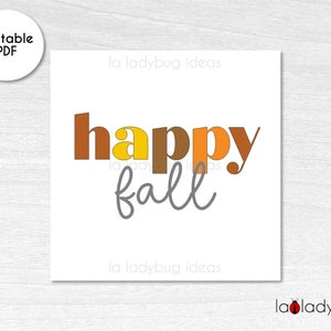 Fijne herfstlabels. Herfstkoekjeskaart. Herfst cookie-tags. Afdrukbare Cookie Square-tag. Afdrukbaar herfstcadeaukaartje. Printbaar label voor een vrolijke herfst.