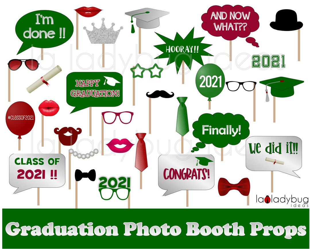 Graduation Photo Props. Printable. DIY 2021 Grad Selfie Station Props ...