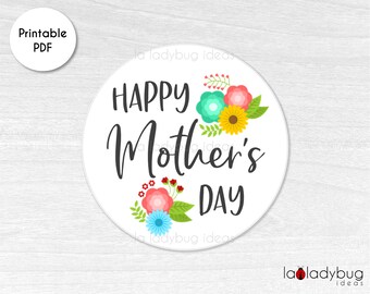 Mother day tag. Mother's day gift tags. Printable gift tags for mothers day. Printable stickers for mother's day. Round tags for Mother Day.