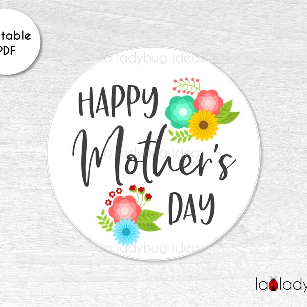 Mother day tag. Mother's day gift tags. Printable gift tags for mothers day. Printable stickers for mother's day. Round tags for Mother Day.