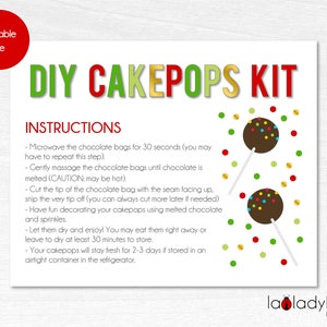 DIY Cakepops Kit Anleitungskarte. Weihnachten. Druckbare Anleitungskarte für DIY Cakepops Kit. Cake Pops Karte Anleitung zum Ausdrucken