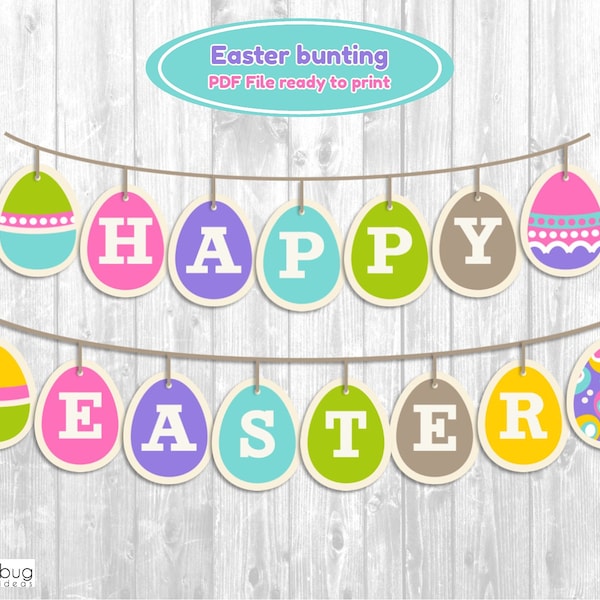 Easter bunting classroom decoration. Easter banner. PDF File ready to print. Instant download. Printable easter banner photo prop.