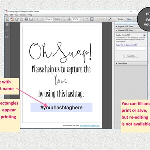 Oh Snap Printable Sign. Editable. Modern Wedding Sign. PDF Instant ...
