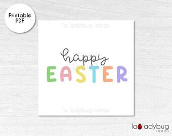 Happy Easter sticker. Easter printable sticker. Happy Easter squared and round tags. Easter printable stickers. Easter tags.