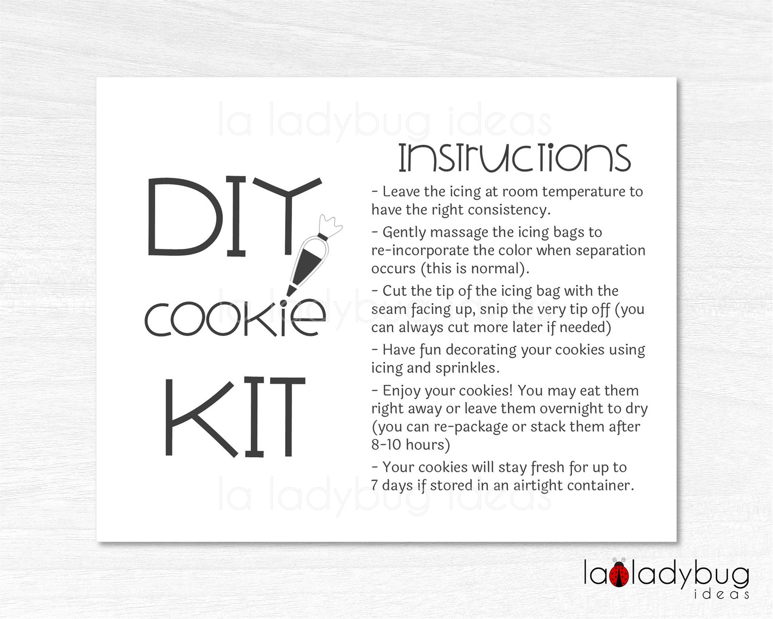 DIY Cookie Kit Instructions. DIY Cookie Kit Directions. Cookie Etsy