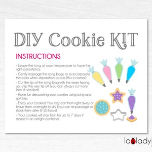 Druckbare Karte für DIY-Plätzchen-Kit-Anweisungen. Druckbare Anleitungskarte für DIY-Cookie-Kit. Cookie Kit Karte. Cookie Anleitungskarte.
