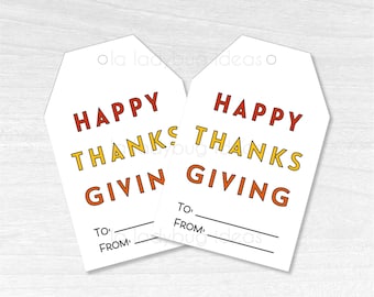Thanksgiving Gift Tags: Printable PDF, Instant Download