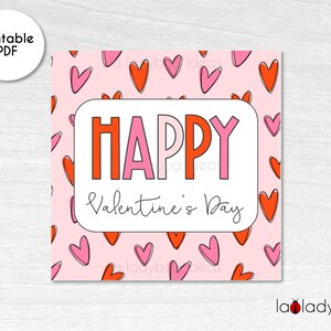 Etiqueta imprimible del Día de San Valentín. Etiqueta de regalo de San Valentín. Etiquetas de galletas de San Valentín. Etiqueta imprimible de Cookie Square. Etiqueta imprimible del día de San Valentín.