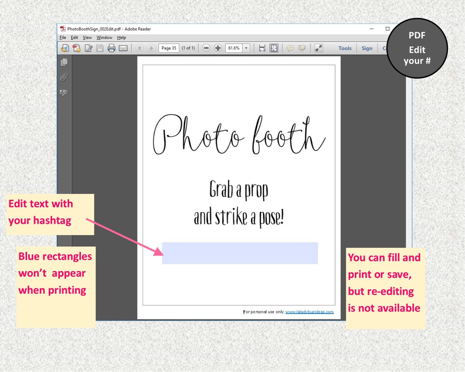 Photo Booth Prop Printable Sign Editable. Modern Wedding Sign. | Etsy