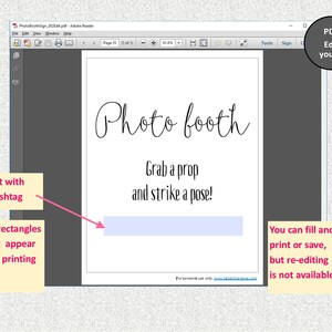 Photo Booth Prop Printable Sign Editable. Modern Wedding Sign. PDF ...
