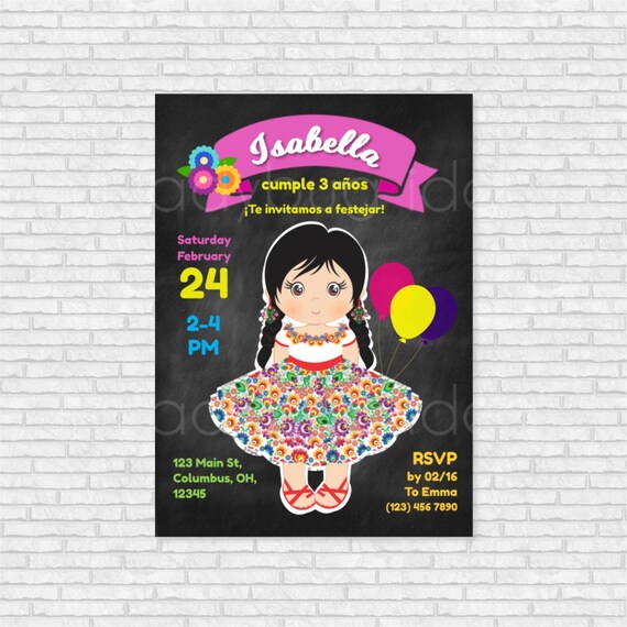 Invitacion De Cumpleanos Para Nina Invitaciones De Cumpleanos Etsy