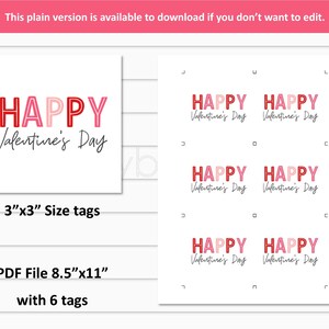 Printable Valentines Tags. Printable Valentines Day Gift Tags. Editable ...