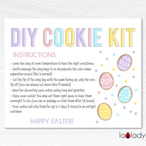 Ostern DIY-Cookie-Kit Anleitungen. Druckbare Anleitungs-Karte für DIY-Cookie-Kit. Oster-Plätzchen-Kit-Karte Druckbare Datei für Anleitungen.