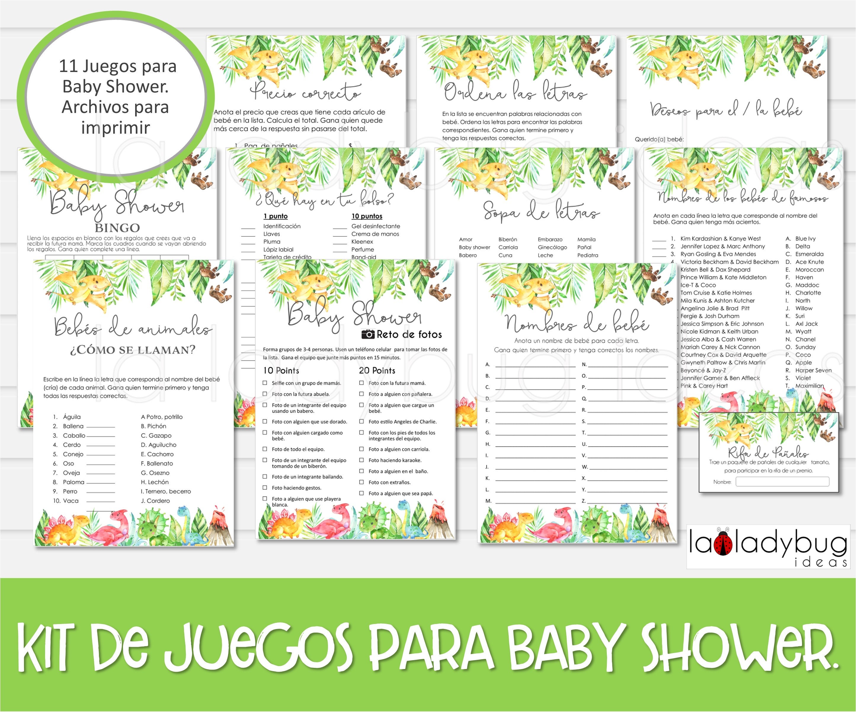Juegos Para Baby Shower. Archivos PDF/JPEG Para Imprimir. 11 Etsy Denmark