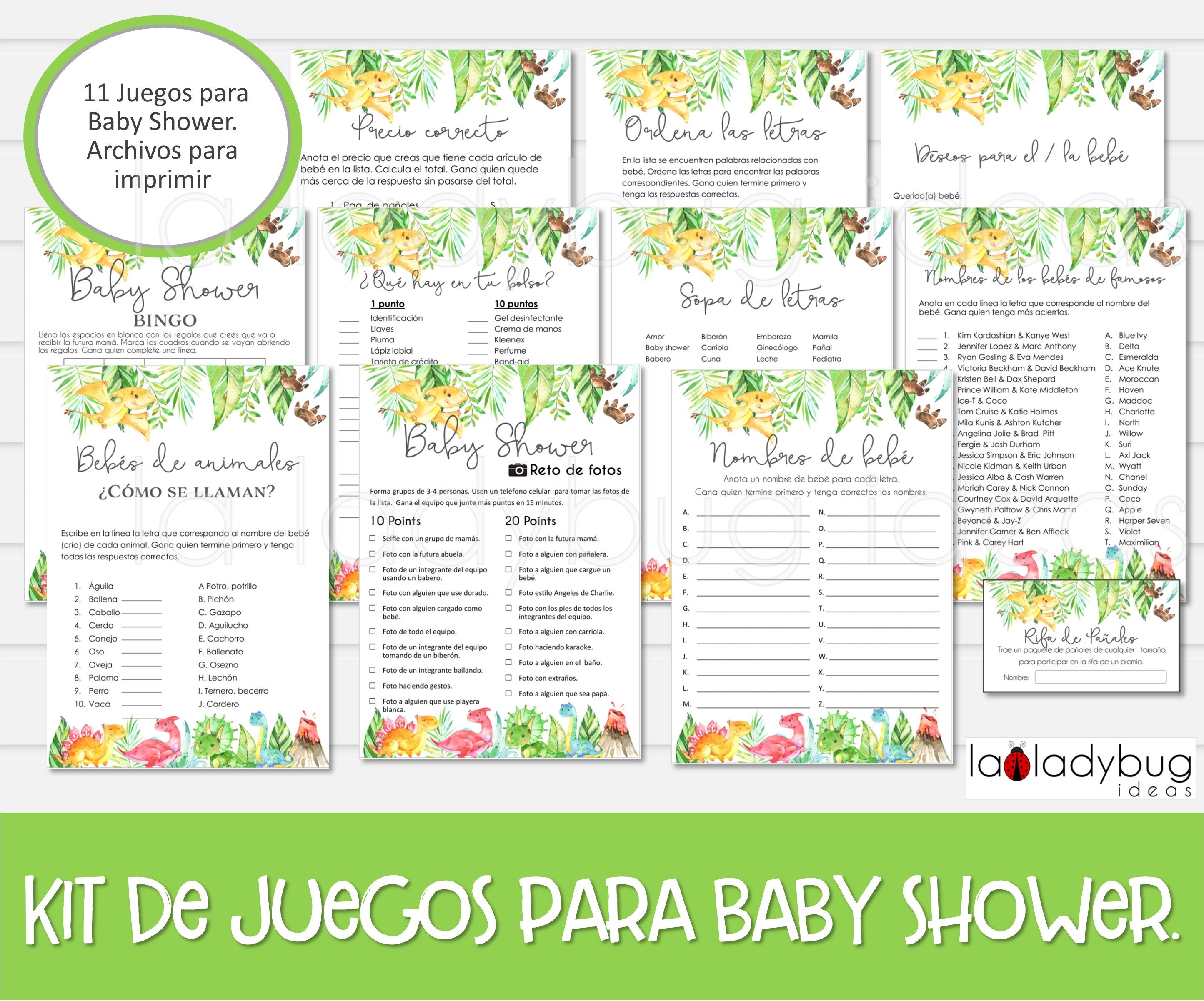 Juegos baby shower para imprimir. 11 juegos en PDF. Baby -  Portugal