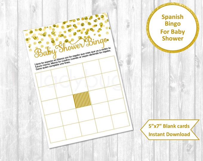 Baby Shower Bingo Cards in Spanish. Printable. Juegos Baby - Etsy