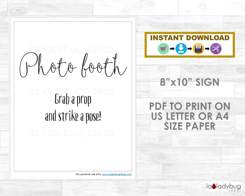 Photo Booth Prop Printable Sign Editable. Modern Wedding Sign. | Etsy