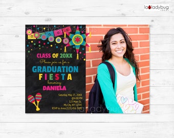 Invitación de graduación, invitación editable para fiesta mexicana (digital)