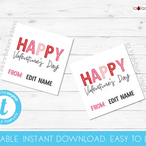Printable Valentines Tags. Printable Valentines Day Gift Tags. Editable ...