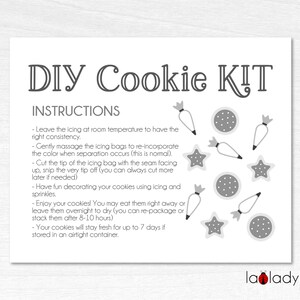 Printable card for DIY Cookie kit instructions. Printable Instructions card for DIY cookie kit. Cookie kit card. Cookie instructions card.