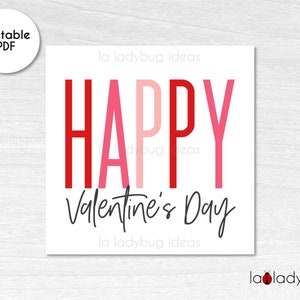 Happy Valentines Day Tag. Valentinstag Geschenkanhänger. Valentine Cookie Tags. Printable Cookie Square Tag. Druckbare Valentinstag Tag.