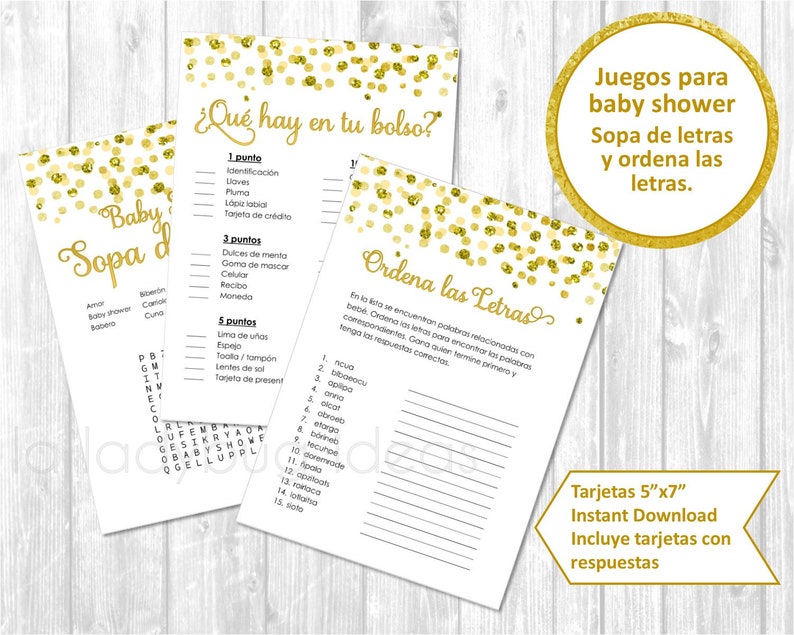 Juegos De Baby Shower Para Imprimir Sopa De Letras Ordena Etsy España