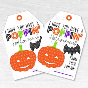 Poppin' Halloween Geschenkanhänger, printable PDF (Instant Download)